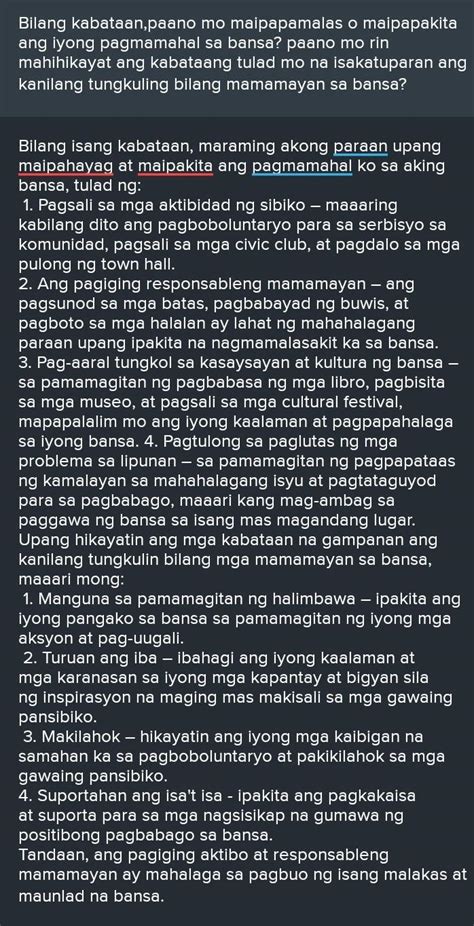 Bilang kabataan, paano mo maipapakita .